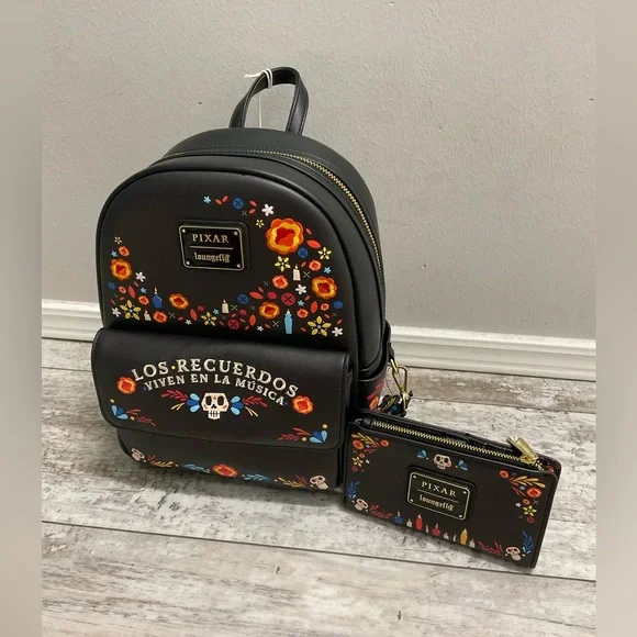 NWT Loungefly coco floral backpack and wallet in set - Picture 2 of 8